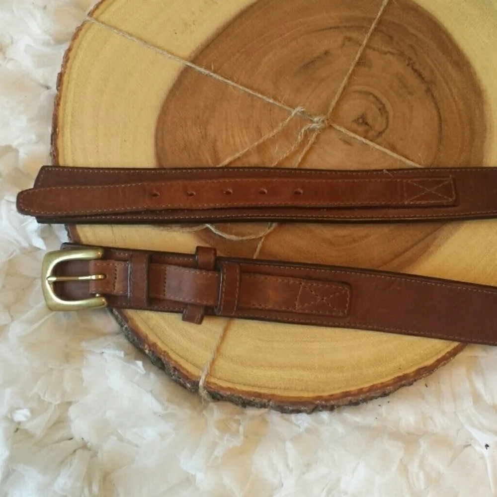 Cabela's brown leather‎ belt solid brass
